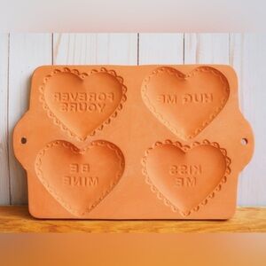 Vintage 90s Heart Cookie Valentine Mold Terra Cotta Bakeware by Boston Warehouse